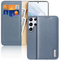 Dux Ducis Hivo Leather Flip Cover Genuine Leather Wallet For Cards And Documents Samsung Galaxy S22 Ultra Blue