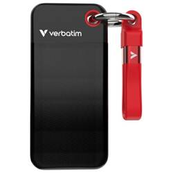 Dysk Zewnętrzny Verbatim Pocket SSD 2TB   - brelok do kluczy z kablem USB-C 3.2 gen.2 czarno-czerwony/black-red 32196