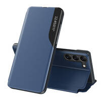 ECO LEATHER VIEW CASE COVER FOR SAMSUNG GALAXY S23 WITH FLIP STAND BLUE