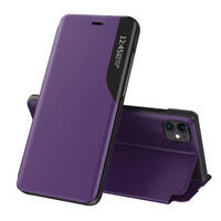 ECO LEATHER VIEW CASE ELEGANT BOOKCASE TYPE CASE WITH KICKSTAND FOR IPHONE 13 PRO PURPLE