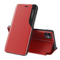 ECO LEATHER VIEW CASE ELEGANT BOOKCASE TYPE CASE WITH KICKSTAND FOR IPHONE 13 RED