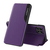 ECO LEATHER VIEW CASE ELEGANT BOOKCASE TYPE CASE WITH KICKSTAND FOR SAMSUNG GALAXY A22 4G PURPLE