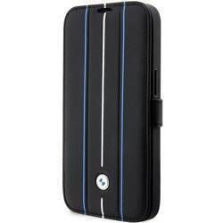 Etui BMW BMBKP14L22RVSK iPhone 14 Pro  6,1" czarny/black bookcase Leather Stamp Blue Lines