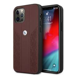 Etui BMW BMHCP12MRSPPR iPhone 12/12 Pro 6,1" czerwony/red hardcase Leather Curve Perforate