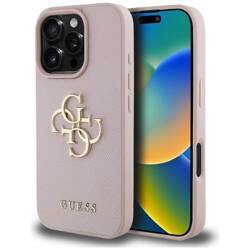 Etui Guess Grained Big 4G Logo Small      Classic Logo do iPhone 16 Pro Max różowy