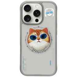 Etui Nimmy Glasses Cool Cat do iPhone 16  Pro szary