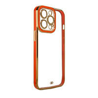 FASHION CASE FOR IPHONE 13 PRO MAX GOLD FRAME GEL COVER RED