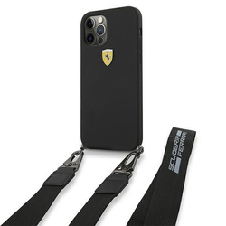 FERRARI FESTRAHCP12MBK IPHONE 12/12 PRO 6.1" BLACK/BLACK HARDCASE ON TRACK SILICONE WITH STRAP