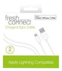 FRESH CONNECT USB TO LIGHTNING 2M CABLE WHITE