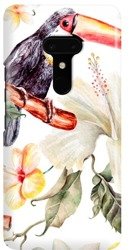 FUNNY CASE OVERPRINT TOUCAN AND FLOWER HTC U12 PLUS