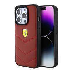 Ferrari FEHCP15LRDUR iPhone 15 Pro 6.1"  czerwony/red hardcase Leather Stitched Lines