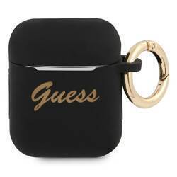 GUESS GUA2SSSK AIRPODS 1/2 COVER BLACK/BLACK SILICONE VINTAGE SCRIPT