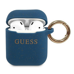 GUESS GUACSILGLBL AIRPODS 1/2 COVER BLUE/BLUE SILICONE GLITTER