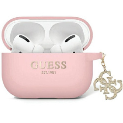 GUESS GUAP2LECG4P AIRPODS PRO 2 (2022/2023) COVER PINK/PINK LIQUID SILICONE GLITTER TRIANGLE CHARM
