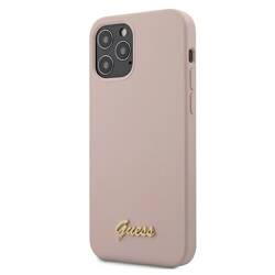 GUESS GUHCP12LLSLMGGLP IPHONE 12 PRO MAX 6.7 "LIGHT PINK/LIGHT PINK HARDCASE SILICONE SCRIPT GOLD LOGO