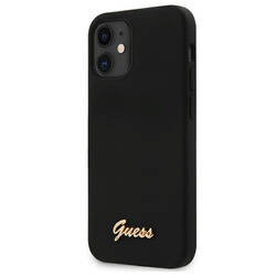 GUESS GUHCP12SLSLMGBK IPHONE 12 MINI 5.4 "BLACK/BLACK HARDCASE SILICONE SCRIPT GOLD LOGO