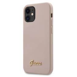 GUESS GUHCP12SLSLMGLP IPHONE 12 MINI 5.4 "LIGHT PINK/LIGHT PINK HARDCASE SILICONE SCRIPT GOLD LOGO