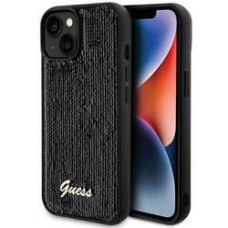 GUESS GUHCP14SPSFDGSK IPHONE 14/15/13 6.1 "BLACK / BLACK HARDCASE SEQUIN SCRIPT METAL