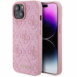 GUESS GUHCP15SP4EP4EPMP IPHONE 15/14/13 6.1 "PINK / PINK HARDCASE LEATHER 4G STAMPED