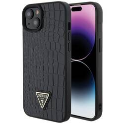 GUESS GUHCP15SPCRTHCK IPHONE 15/14/13 6.1 "BLACK / BLACK HARDCASE CROCO TRIANGLE METAL LOGO