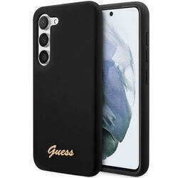 GUESS GUHCS23MSLSMK S23+ S916 BLACK/BLACK HARDCASE SILICONE VINTAGE GOLD LOGO