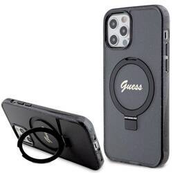 GUESS GUHMP12MHRSGSK IPHONE 12/12 PRO 6.1 "BLACK/BLACK HARDCASE RING STAND SCRIPT GLITTER MAGSAFE