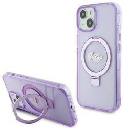 GUESS GUHMP15MHRSGU IPHONE 15 PLUS / 14 PLUS 6.7 "PURPLE / PURPLE HARDCASE RING STAND SCRIPT GLITTER MAGSAFE