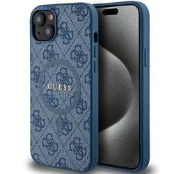 GUESS GUHMP15SG4GFRB IPHONE 15/14/13 6.1 "BLUE / BLUE HARDCASE 4G COLLECTION LEATHER METAL MAGSAFE