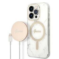 GUSS GUBPP14XHMEACSHSH CASE+ CHARGER IPHONE 14 PRO MAX 6.7 "BIAŁY/WHITE HARD CASE MARBLE MAGSAFE SET