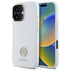 Guess GUHCP16SM4DGPH iPhone 16 6.1"       biały/white hardcase Silicone Logo Strass 4G