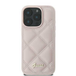 Guess GUHCP16SPSQSQSP iPhone 16 6.1" różówy/pink hardcase Quiled Metal Logo