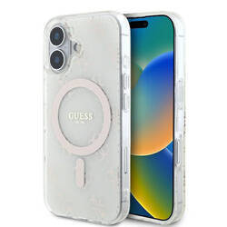 Guess GUHMP16SH4DTEH iPhone 16 6.1" biały/white hardcase IML 4G Background MagSafe