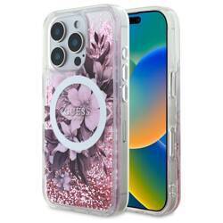 Guess GUHMP16XLFMWTP iPhone 16 Pro Max    6.9" różowy/pink hardcase Liquid Glitter Flower MagSafe