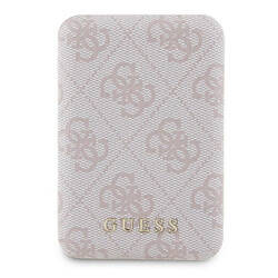 Guess Powerbank indukcyjny 15W GUPB5FP4EMGP 5000mAh różowy/pink 4G Leather Metal Logo MagSafe