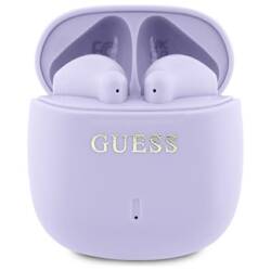 Guess słuchawki Bluetooth GUTWSJ14ESGU    TWS + stacja dokująca fioletowy/purple Printed Classic Logo