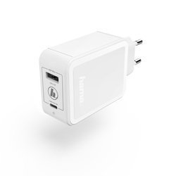 HAMA AC CHARGER Quick Charge/Power Delivery (PD) +USB-A 42 WATT, WHITE