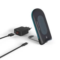 HAMA INDUCTION CHARGER QI-FC 15S 15W / USB-C + CHARGER QC 3.0 BLACK