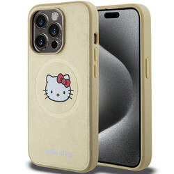 HELLO KITTY HKHMP15XPGHCKD IPHONE 15 PRO MAX 6.7 "GOLD / GOLD HARDCASE LEATHER KITTY HEAD MAGSAFE