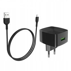 HOCO NETWORK CHARGER 1.5A QC3.0 + CABLE MICRO USB C70A BLACK