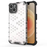 HONEYCOMB CASE FOR IPHONE 14 ARMORED HYBRID COVER TRANSPARENT