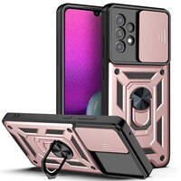 Hybrid Armor Camshield case for Samsung Galaxy A33 5G armored case with camera cover pink