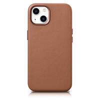 ICARER CASE LEATHER CASE COVER FOR IPHONE 14 BROWN (WMI14220705-BN) (MAGSAFE COMPATIBLE)