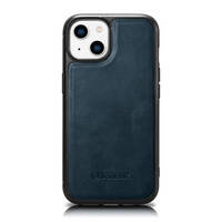 ICARER LEATHER OIL WAX GENUINE LEATHER CASE FOR IPHONE 14 (MAGSAFE COMPATIBLE) BLUE (WMI14220717-BU)