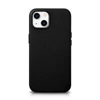 ICARER LITCHI PREMIUM LEATHER CASE IPHONE 14 MAGNETIC LEATHER CASE WITH MAGSAFE BLACK (WMI14220709-BK)