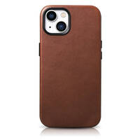 ICARER OIL WAX PREMIUM LEATHER CASE IPHONE 14 PLUS MAGNETIC LEATHER CASE WITH MAGSAFE BROWN (WMI14220703-RB)