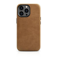 ICARER OIL WAX PREMIUM LEATHER CASE IPHONE 14 PRO MAGNETIC LEATHER CASE WITH MAGSAFE BROWN (WMI14220702-TN)