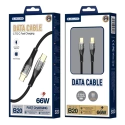 JELLICO cable B20 USB-C - USB-C PD 66W 1M Black