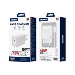 JELLICO wall charger C105 GaN PD 45W 1xUSB-C + cable USB-C - USB-C White