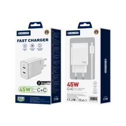 JELLICO wall charger C106 GaN PD 45W 2xUSB-C + cable USB-C - USB-C White