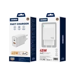 JELLICO wall charger C107 GaN PD 45W 1xUSB-C + 1xUSB QC3.0 White